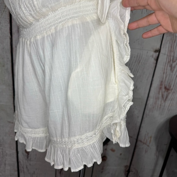 FREE PEOPLE Feelin' Fancy Romper Feminine Ethereal Ruffles Ivory Medium NWT - Picture 5 of 16
